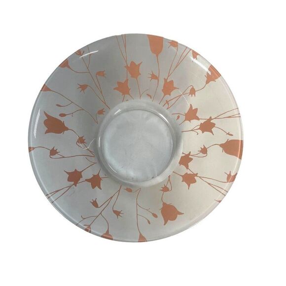 Arcoroc France Tulip Floral Glass Bowl Pink Flower Design - 7" Salad Serving - Picture 3 of 6